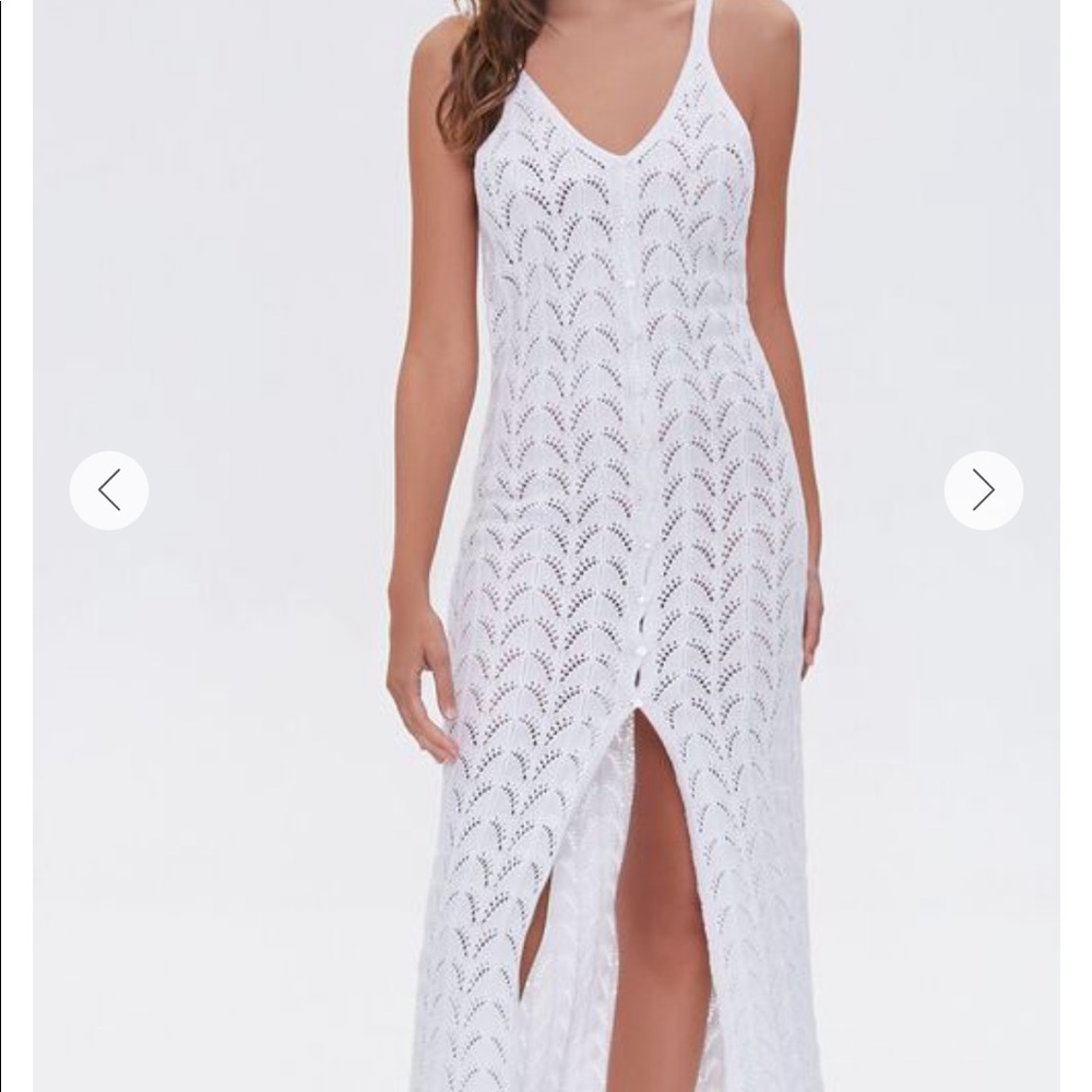 Pointelle Knit Midi Dress